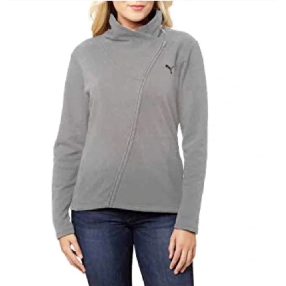 Puma Asymmetrical Zip Sweatshirt‎ Mock Neck Gray Women's XL